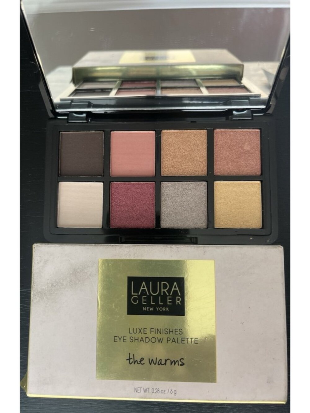 Laura Geller Luxe Finishes Eye Shadow Palette The Warms 8 shadows Travel Size